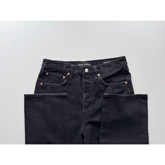 Aritzia DENIM FORUM Bonet High Rise Loose Black Rip Straight Leg Jeans, Size 26 - Picture 8 of 13